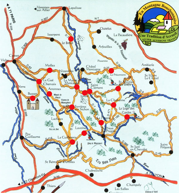 Carte de la Montagne Bourbonnaise